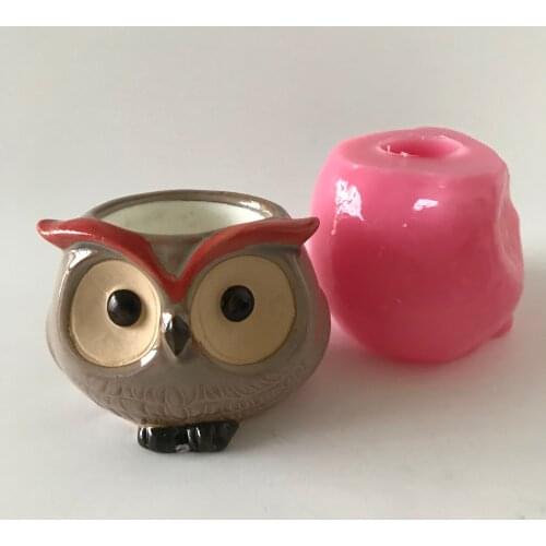 3d Owl Pot Making Mold for Concrete Diy Animal Flowerpot Cement Silicone Molds for Succulent Plants Small Cactus Planting Mould