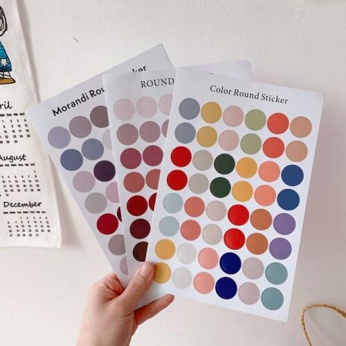 Simple Morandi Polka Dot Stickers Color Earth Color Small Card Seal Stickers Hand Account Photo Stickers