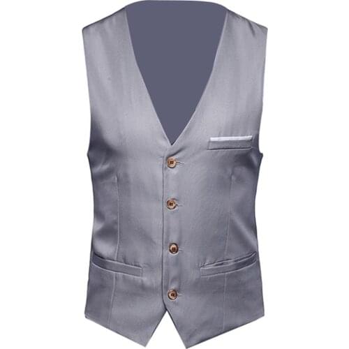 80% HOT SALES!!! Plus Size Formal Men Solid Color Suit Vest Single Breasted Business Waistcoat