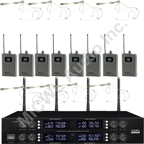 Pro UHF Wireless Microphones System 8 Omnidirectional Headset Microphone 400 frequency adjustable MiCWL D3880 8 Beige Head Mic