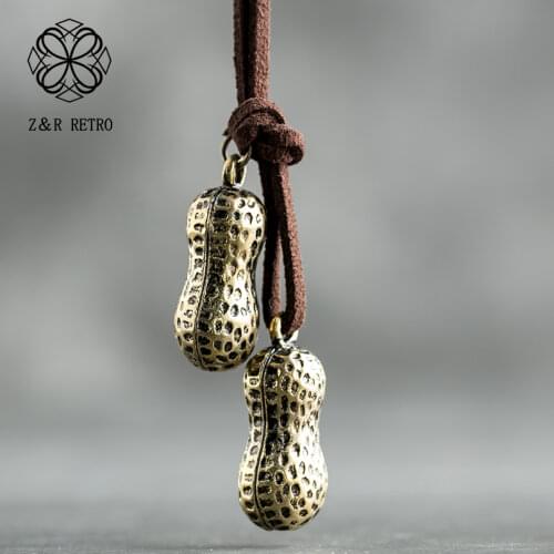 Retro 2 Peanut Shape Costume Jewelry Accessory Long Necklaces For Women Accessories Suspension Pendants Gift To Friend Wholesale