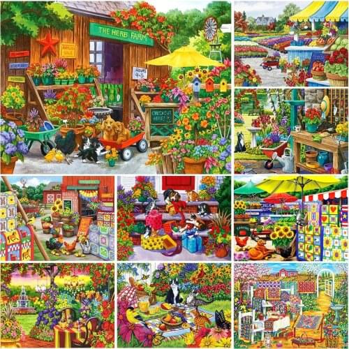 5D DIY Diamond Painting Flower Full Diamond Embroidery Landscape Diamond Mosaic Spring Picture Cross Stitch Home Decoration Art