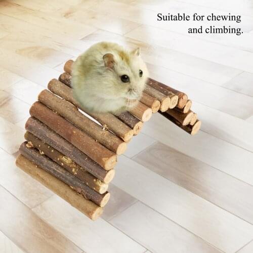 Hamster Bendy Wooden Bridge Ladder House for Reptile Mice Rodents Small Animal Chew Toy