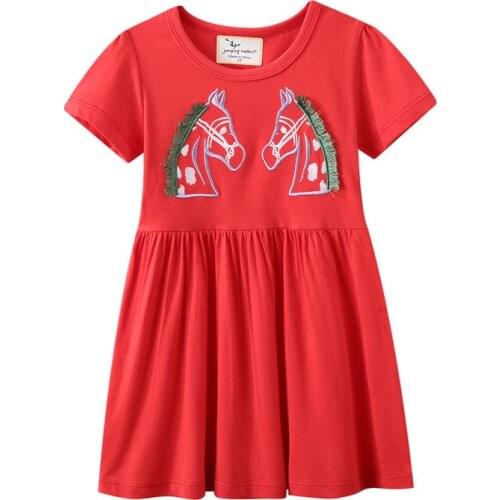Jumping Meters 2021 Summer Animals Embroidery Girls Party Dresses Childrens Costume Hot Selling Wedding Girls Dresses Baby