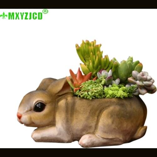 European Rabbit Resin Flowerpot Simulation Animal Sculpture Decoration Succulent Plant Pot Home Decoration Accessories