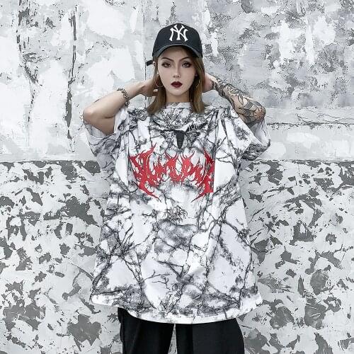 Bat Gothic Graphic T Shirts Women Summer Goth Clothes Ladies Oversized Women Clothing Streetwear Punk Trendy Clothes 2020