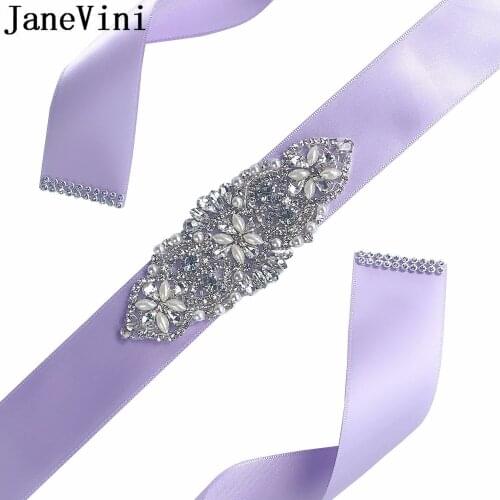 JaneVini Sparkly Pearls Bridal Belt Rhinestone Crystal Diamond Bridesmaid Belts for Wedding Dresses White Sash Women Accessories