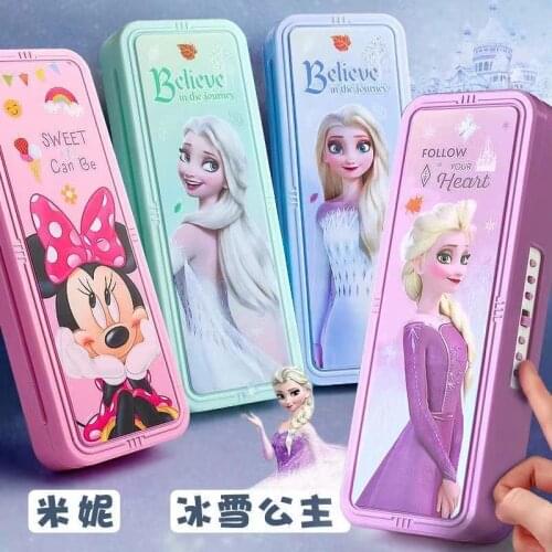 Disney Frozen password stationery box cartoon double cute student pencil case children large capacity pencil case study gift