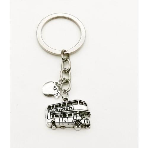 Creative London Bus Keychain Travel Charm Compass Key Ring Earth Travel Jewelry Gift Does Not Matter Where Attraction Key chain