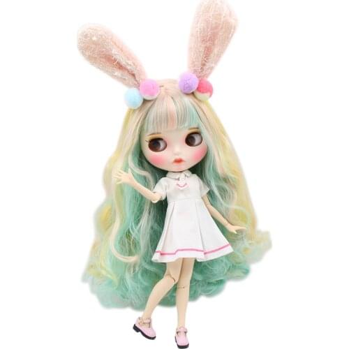 ICY DBS Blyth Doll white skin joint body New matte face fresh mixed color curls hair DIY sd gift toy