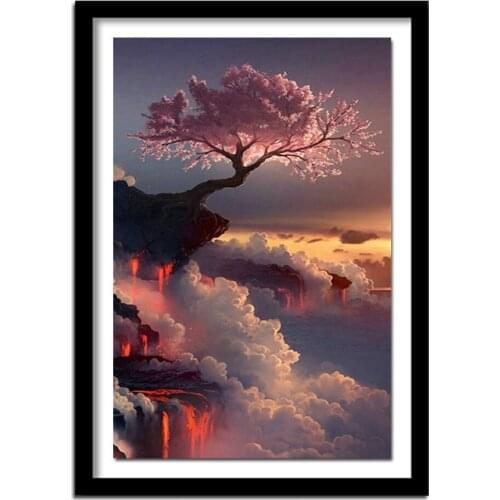 5D Diy Diamond Painting Accessories Cherry volcano Full Square Round Rhinestone Mosaic Painting Flowers Diamond Kit Home Decor