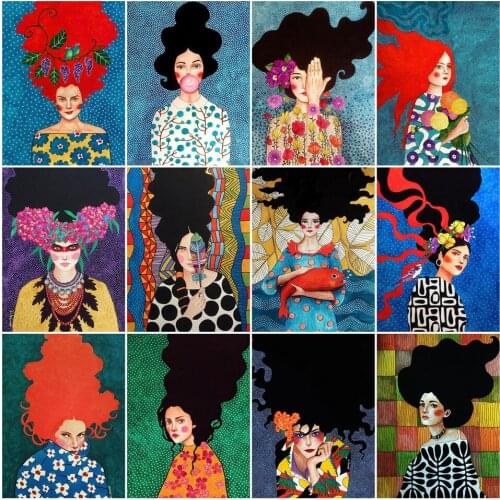 5D Diamond Painting Kits By Numbers Girl Full Round With AB Drill DIY Unframe Handpainted Gift Art Portrait Kits Home Decoration