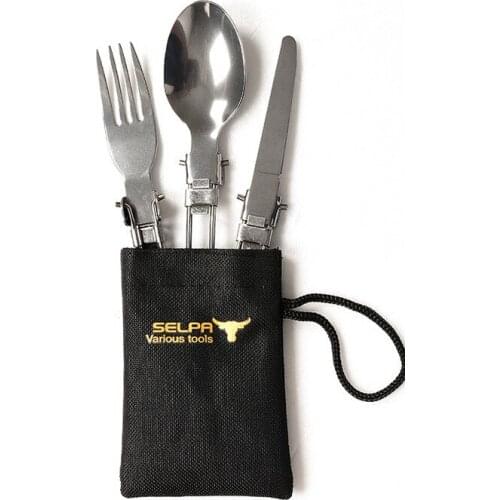 3PCS/Set High Quality Foldable Dinnerware Stainless Steel Folding Fork Camping Picnic Tableware Travel Cutlery Set Cubiertos