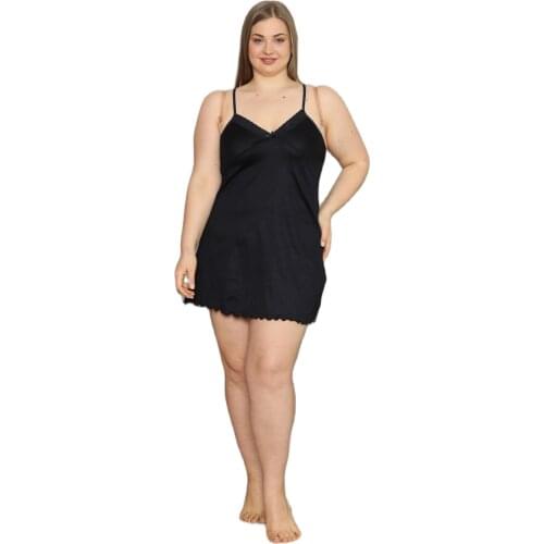 Black Short Nightgown Womens SleepwearWomen Plus Size Cotton Strap Nightgown 3xl-6xl night dress lingerie sexy robe femme