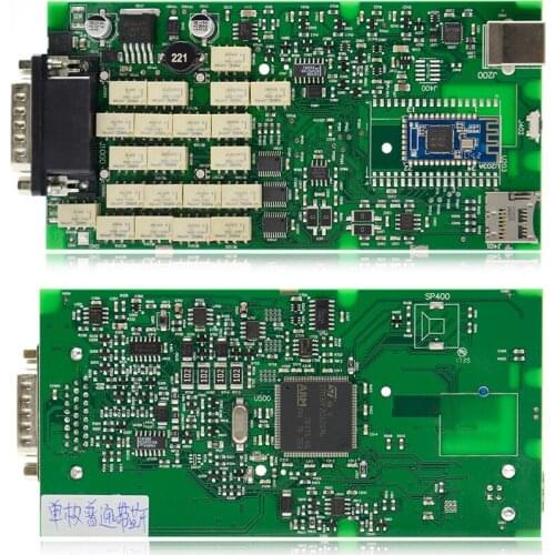 100% newest green relays Single Board PCB new vci With bluetooth 2017 version on cd with carton box ship free