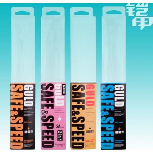 Wholesale and Retail Clear transparent plastic PVC box Package packaging BOX fit for 1m USB Data Cable Cord 50pcs KJ-571