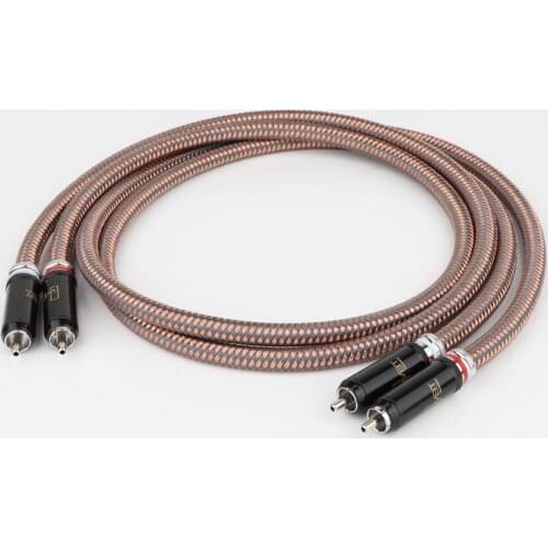 Pair Hifi RCA Cable Accuphase OCC Pure Copper RCA Interconnect Audio Cable Rhodium Plated Plug