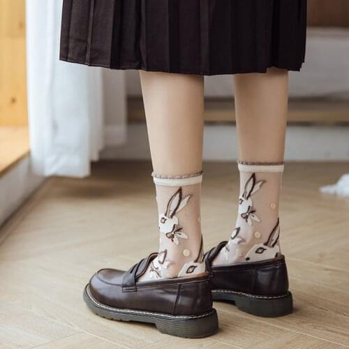 Casual Breathable Woman Socks Summer Ultra-thin Tranparent Crystal Silk Socks Novelty Fashion Harajuku Retro Funny Long Socks