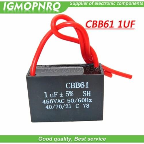 5pcs CBB61 1uf starting capacitance AC Fan Capacitor 450V CBB 1uf Motor Run Capacitor