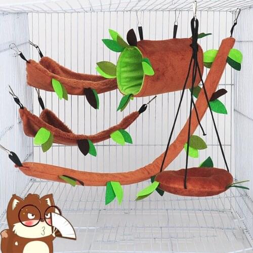 Ropeway Nest Forest Hamster Hammock Soft Toys Leaf Tunnel Toy House Warm Cage Pet Stump Small Pet Toy