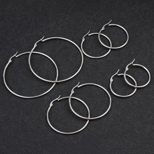 Rinhoo Big Huge Circle Hoop Earrings For Women 10mm to 70mm Stainless Steel Fashion Hyperbole Large Hoop Earrings Simple Jewelry