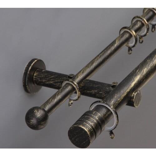 Curtain Pole Single Double Rods High Carbon Steel With Bracket Rings Thick Curtain Track Rail Accessories Customized Home Decor