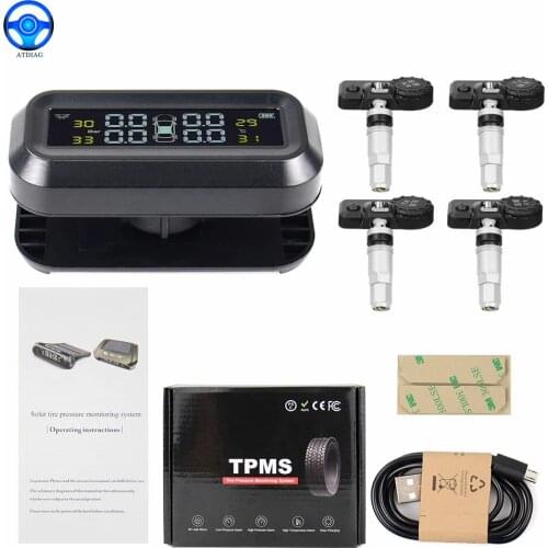2021 New TPMS Tire Pressure Monitoring System Solar Power Digital TMPS LCD Display USB Auto Security Alarm Tire Pressure Sensor
