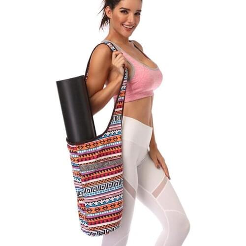 Yoga Mat Bag Casual Fashion Canvas Yoga Mat Bag Wear Resistant Foldable Reusable Yoga Mat Bag Carrier with Deep Pocket for Girl