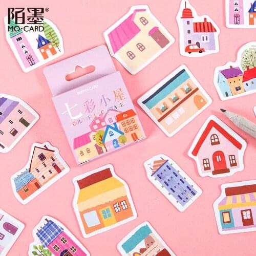 45P Colorful Cottage House Stationery Sticker Scrapbooking Seal Creative DIY Diary Journal Decorative Adhesive Paper Supplies