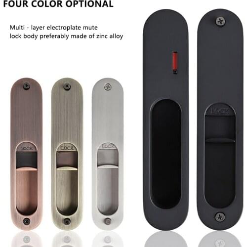 Zinc alloy flat finger sliding door latch with red indication Japanese-style bedroom bathroom matte black bronze door lock