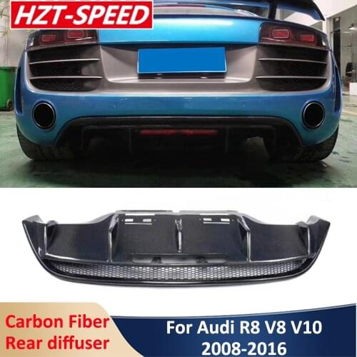R8 V8 V10 2007-2015 Real Carbon Fiber Car Splitter Rear Bumper Diffuser Lip Spoiler Body Kit Protector For Audi Modification