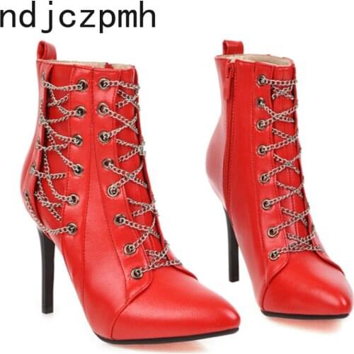 Womens Boots The New winter fashion Pointed zipper High heel Martin boots Womens shoes plus size 30-50 Heel Height 10cm black
