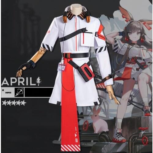 Arknights April Cosplay Costume Game Suit Cute Dress Uniform Halloween Party Outfit for Women Girls Costumes with Headset Props