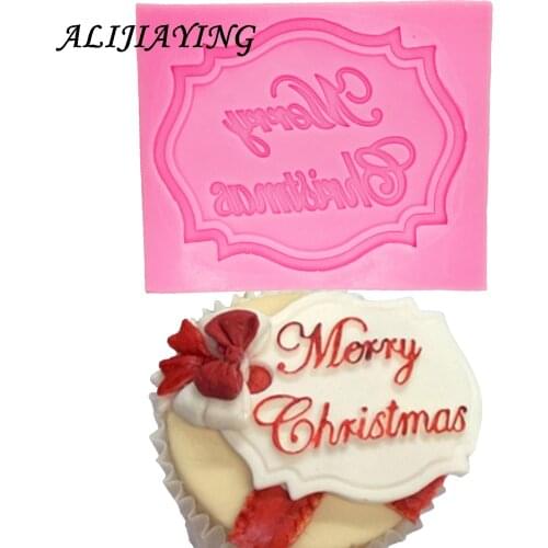 1Pcs Merry Christmas Letter form DIY Silicone Mold Chocolate Fondant Cake Decoration Tools Cake Baking Tools for kitchen D0281