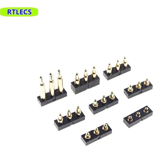 100pcs Spring Loaded Pogo Pin Connector 3 Pin 2.54 mm Grid Height 2.0 2.5 3 3.5 4 4.5 5 5.5 6 6.5 7 7.5 8 8.5 9 9.5 10 mm SMD