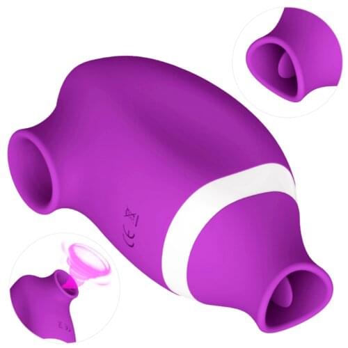2 in 1 Sucking & Licking Clit Vibrator for Double Stimulation Nipples Suker Tongue Vibrator Oral Sex Massagers Sex Toy for Women