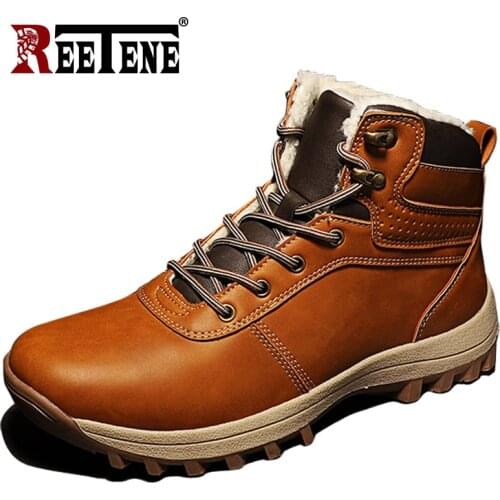 2020 New Genuine Leather Boots Men Super Warm Fur Men Boots Leather Winter Ankle Boots Men Fashion Plush Men Winter Boots 38-48