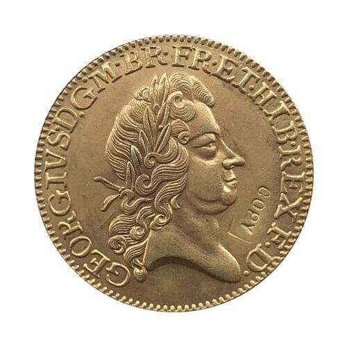 24 - K gold plated 1727 United Kingdom 1 Guinea - George I coins copy