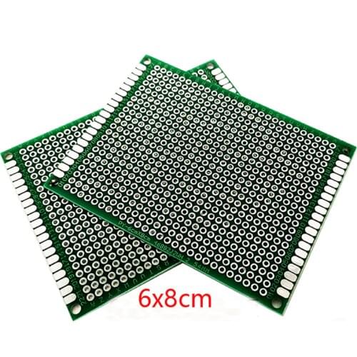 50pcs 6*8cm Double-Sided PCB Universal Circuit Experiment Board FR-4 Fiberglass Plate DIY Prototype Matrix Green Oil Spray Tin
