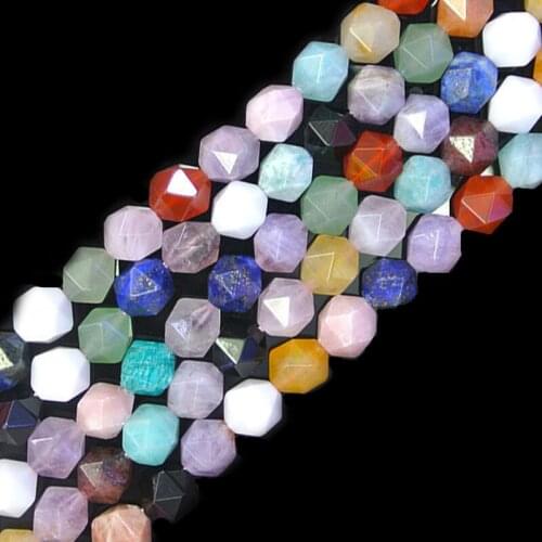 6-12mm Round Faceted Mixed Semi-precious Stone Beads For Jewelry Making Beads Bracelets For Women 15'' Needlework DIY Beads