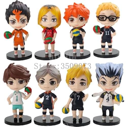 8pcs/set Haikyuu!! Anime Figure Kenma Kozume Shoyo Hinata Action Figure Kotaru Bokuto Yu Nishinoya Figurine Model Doll Gift