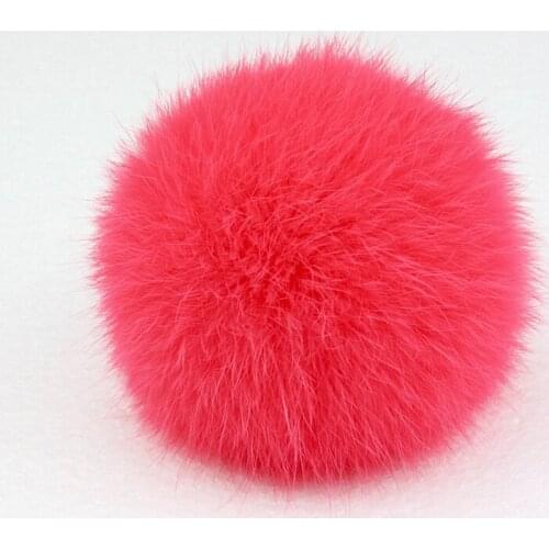 8cm Nature Genuine Rex Rabbit Fur Ball Pom Pom Fluffy DIY Winter Hat Skullies Beanies Knitted Cap Pompoms TWF001-watermelon