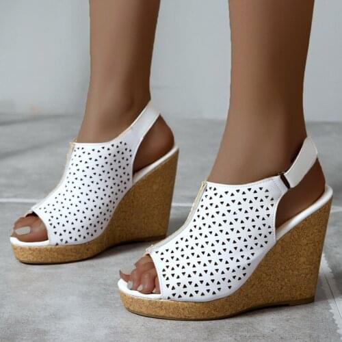 AIWEIYi Woman Sandals Summer Gladiator Shoes Cutout Open toe Hook Wedges Shoes Super High Heels Platform Pumps Shoes