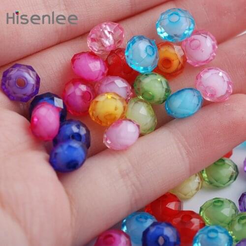 Hisenlee Mixed Colors 6mm 200pcs(38g) Austria faceted Acrylic Beads Loose Spacer Round Beads for Jewelry Making