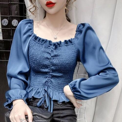 Blouses 2021 Spring Autumn Women Shirts White Plain Loose Oversized Blouses Female Tops Loose BF Korean Style Blusas Pockets