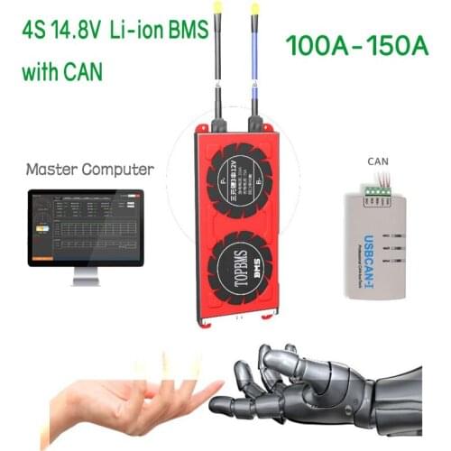 BMS 4S 14.8V Li-ion 100A150A Bluetooth Phone APP RS485 CAN NTC UART For Lithium Battery 3.6V 3.7V connected in 4 series