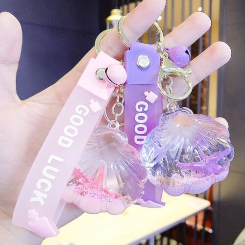 Acrylic Oil Starfish Shell Drift Bottle Keychain Creative Cartoon Car Key Chain Women Couple Backpack Pendant Keyring Gifts