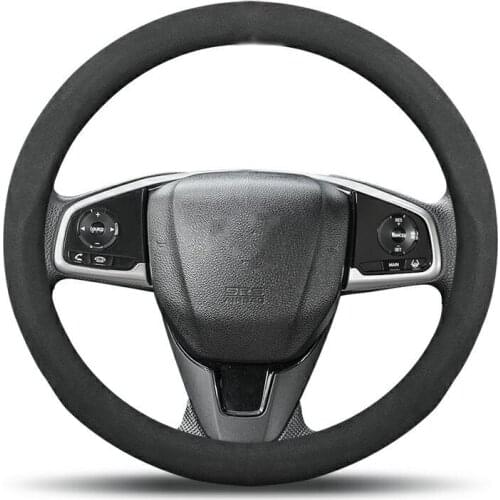 Car suede leather Steering-wheels Cover 38cm 15" for honda Passport Pilot/MR-V Vezel/HR-V WR-V Freed Mobilio Odyssey Stepwgn