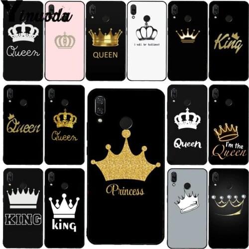 Yinuoda Cartoon Crown King and Queen Phone Case for Xiaomi Redmi8 4X 6A S2 Go Redmi 5 5Plus Note8 Note5 7 Note8Pro