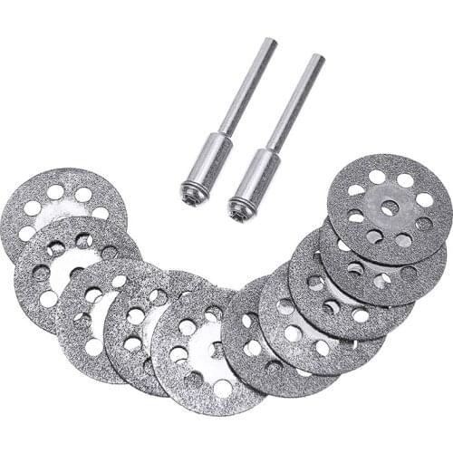 10pcs/set 22mm Diamond Cutting Discs Circular Grinding Wheel Saw Blades Strong Carbon Steel Mandrel Rotary Cut Tool